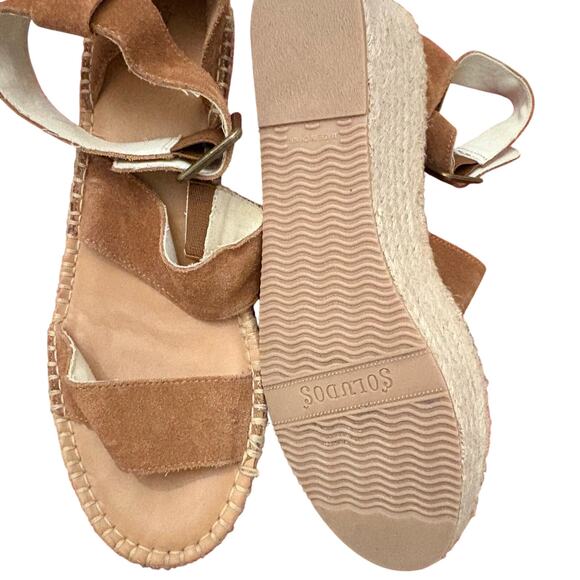 Soludos Palma Caramel Suede Platform Espadrilles with ankle strap, Size 10 - Picture 5 of 6